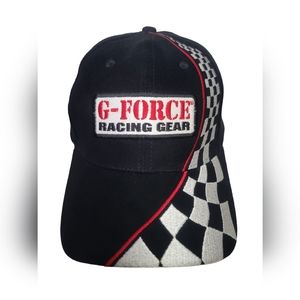 G-FORCE RACING GEAR BLACK BRUSHED COTTON BASEBALL CAP SIZE OSFM STRAPBACK NWOT